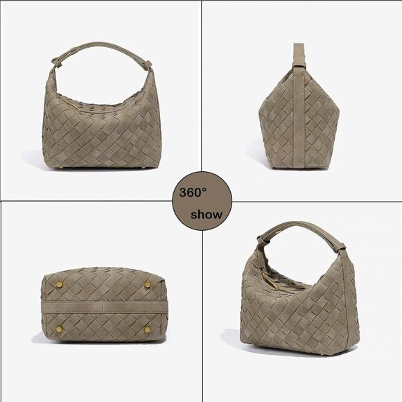 Vegan Leather Woven Purse for Stylish Women – 7.8'' x 3.9'' x 6.3'' Size - Picture 3 of 7
